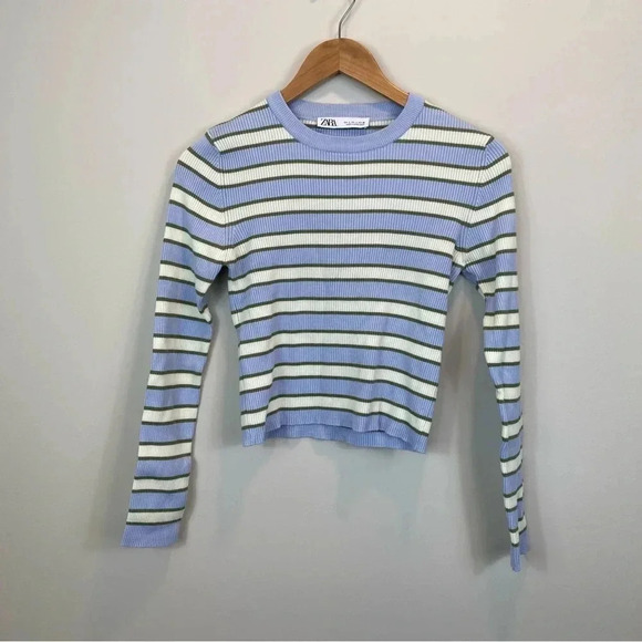 Zara Striped Crop Knit Sweater - Picture 2 of 5